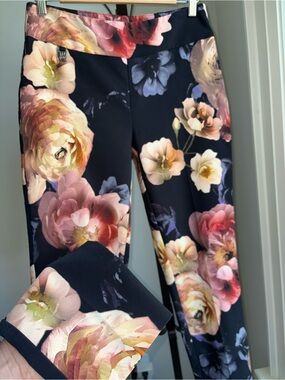 Floral Print Navy Women's Ponte Leggings